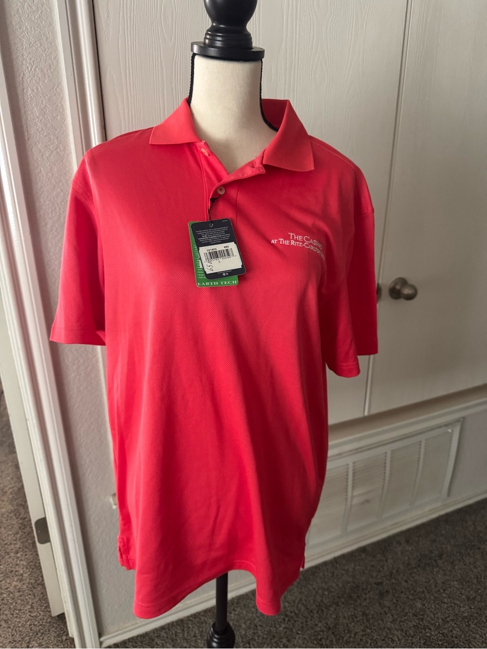 Men's bright Red Polo Shirt with Embroidered Resort Logo - Ritz Carlton Aruba